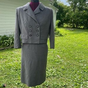 Vintage 1940s Gray Skirt Suit Ranone Wool